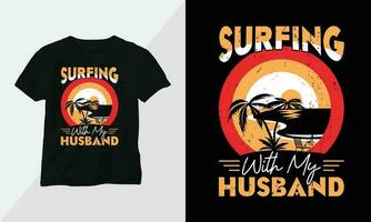 Summer Surfing t-shirt design concept. all designs are colorful and created using Surfboard, beach, summer, sea, etc vector