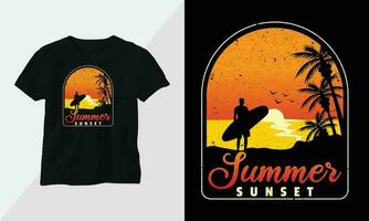 verano surf camiseta diseño concepto. todas diseños son vistoso y creado utilizando tabla de surf, playa, verano, mar, etc vector