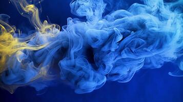 A single line of indigo smokes gracefully floats through the air , photo