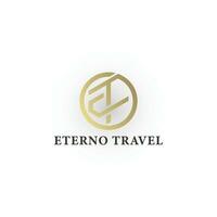 Abstract initial letter TE or ET in gold color isolated on white background. Alphabet TE or ET illustration monogram vector logo template in gold color applied for luxury travel provider logo design.