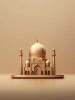 Islamic cute 3d mosque for ramadan and Eid greeting background photo