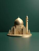 Islamic cute 3d mosque for ramadan and Eid greeting background photo