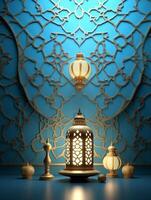 Islamic cute 3d mosque for ramadan and Eid greeting background photo