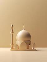 Islamic cute 3d mosque for ramadan and Eid greeting background photo