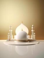 Islamic cute 3d mosque for ramadan and Eid greeting background photo