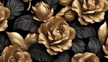 Black and golden shameless botanical pattern photo