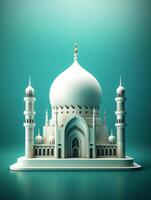 Islamic cute 3d mosque for ramadan and Eid greeting background photo