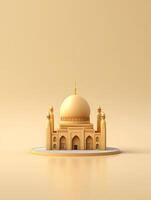 Islamic cute 3d mosque for ramadan and Eid greeting background photo