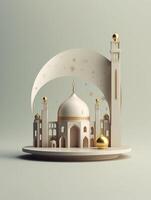 Islamic cute 3d mosque for ramadan and Eid greeting background photo