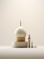 Islamic cute 3d mosque for ramadan and Eid greeting background photo