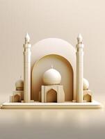 Islamic cute 3d mosque for ramadan and Eid greeting background photo