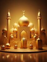 Islamic cute 3d mosque for ramadan and Eid greeting background photo