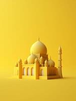 Islamic cute 3d mosque for ramadan and Eid greeting background photo