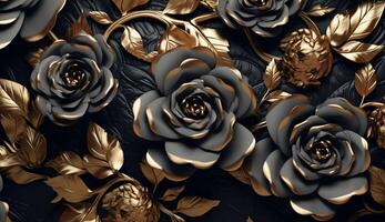 Black and golden shameless botanical pattern photo