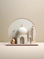 Islamic cute 3d mosque for ramadan and Eid greeting background photo