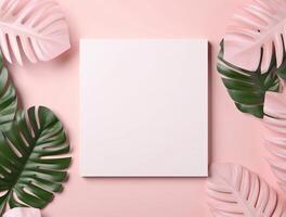 Tropical floral background copy space. photo