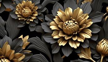 Black and golden shameless botanical pattern photo