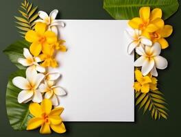 Tropical floral background copy space. photo