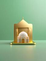 Islamic cute 3d mosque for ramadan and Eid greeting background photo