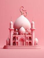 Islamic cute 3d mosque for ramadan and Eid greeting background photo