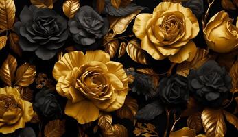 Black and golden shameless botanical pattern photo