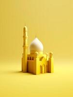 Islamic cute 3d mosque for ramadan and Eid greeting background photo