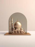 islámico linda 3d mezquita para Ramadán y eid saludo antecedentes ai generativo foto