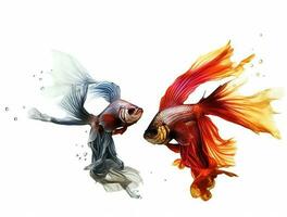 Betta fish isolated on blank background with copy space photo