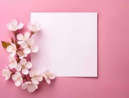 Tropical floral background with blank paper copy space. Space for text photo