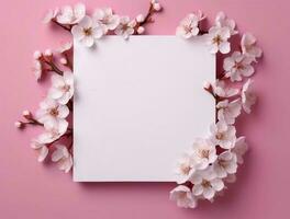 Tropical floral background with blank paper copy space. Space for text photo