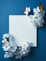 Tropical floral background with blank paper copy space. Space for text photo