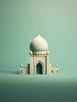 Islamic cute 3d mosque for ramadan and Eid greeting background photo