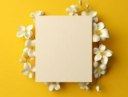 Tropical floral background with blank paper copy space. Space for text photo