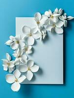 Tropical floral background with blank paper copy space. Space for text photo