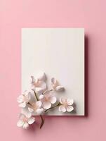 Tropical floral background with blank paper copy space. Space for text photo