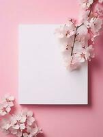 Tropical floral background with blank paper copy space. Space for text photo