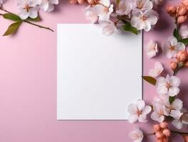Tropical floral background with blank paper copy space. Space for text photo