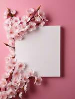 Tropical floral background with blank paper copy space. Space for text photo