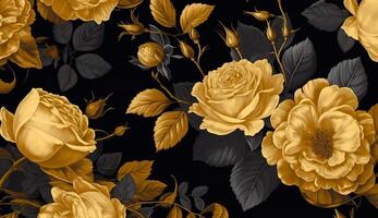 Black and golden shameless botanical pattern photo