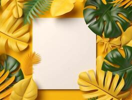 Tropical floral background copy space. photo