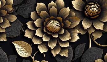 Black and golden shameless botanical pattern photo