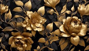 Black and golden shameless botanical pattern photo