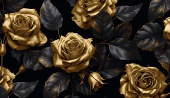Black and golden shameless botanical pattern photo