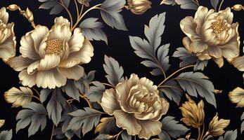 Black and golden shameless botanical pattern photo