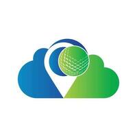 Golf ball and pin location inside a shape of cloud vector illustration