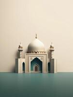 islámico linda 3d mezquita para Ramadán y eid saludo antecedentes ai generativo foto