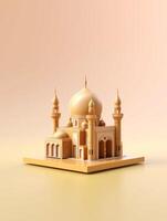 Islamic cute 3d mosque for ramadan and Eid greeting background photo