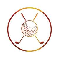 Golf ball and sticks inside a shape of ring vector illustration