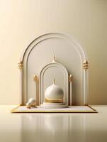 Islamic cute 3d mosque for ramadan and Eid greeting background photo