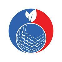 Golf ball and leaf logo inside a shape of circle vector illustration